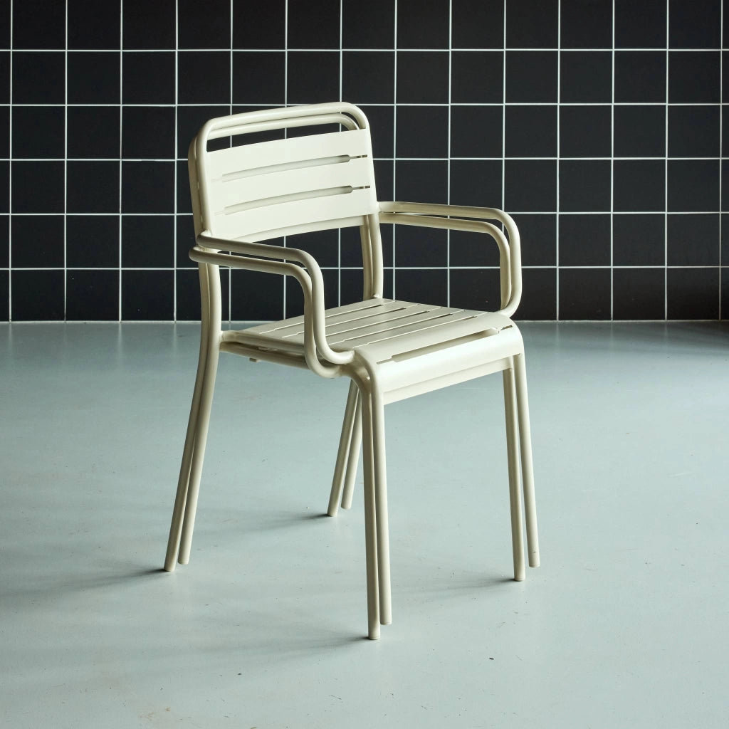 set 2 sedie da giardino bistrot in acciaio, beige