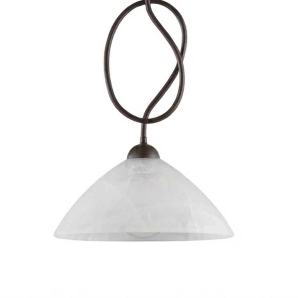 Lampadario Rustico Bistrot 1 Luce Nero e Bianco LuceArt Classic