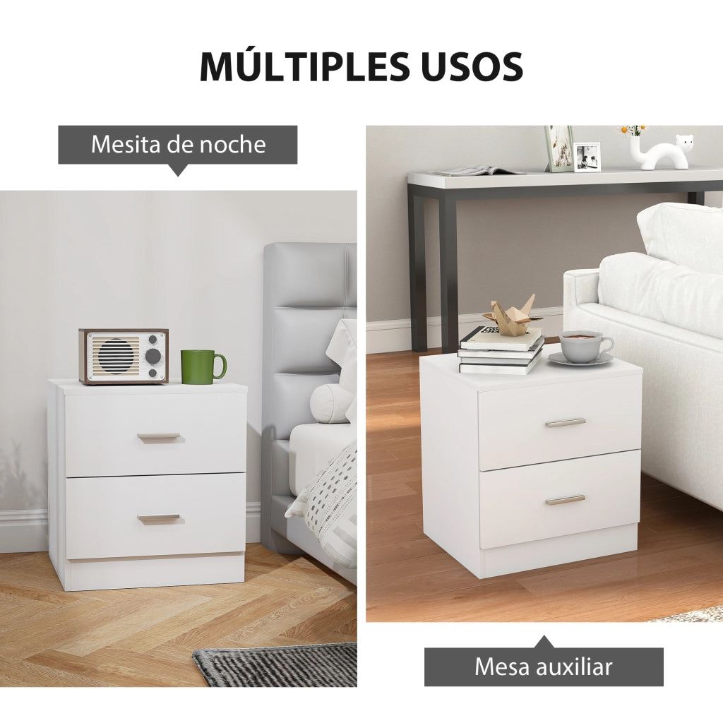 Comodino con 2 cassetti ¨C Xylo ¨C Bianco 45x39,5x49 cm