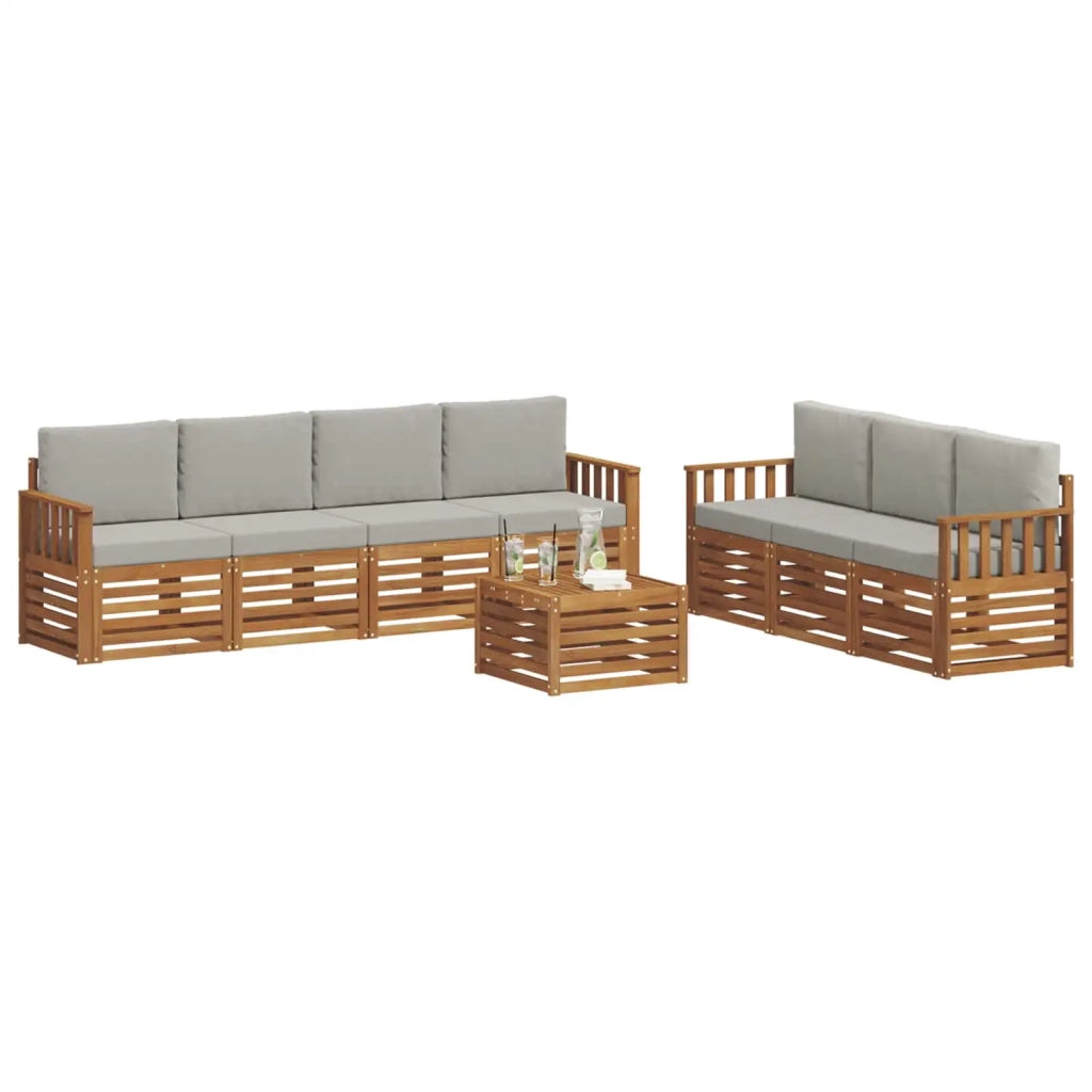 Set divani con cuscino 8 pcs Grigio Naturale e Chiaro 3374481