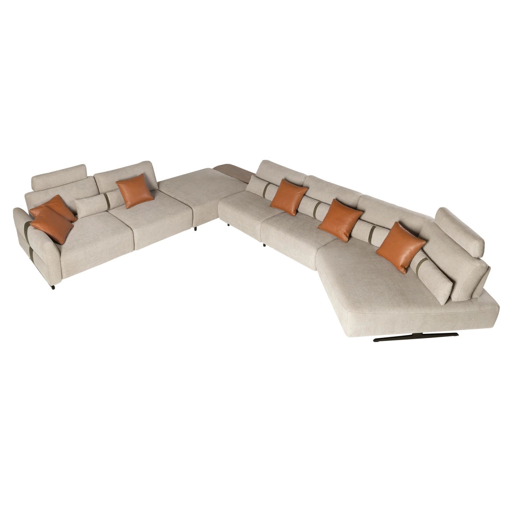 Divano chaise longue relax modulare destro in tessuto sabbia