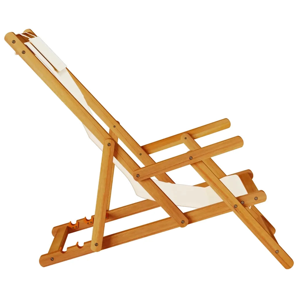 Sedia da Spiaggia Pieghevole Braccioli Legno Acacia&Textilene 4108067
