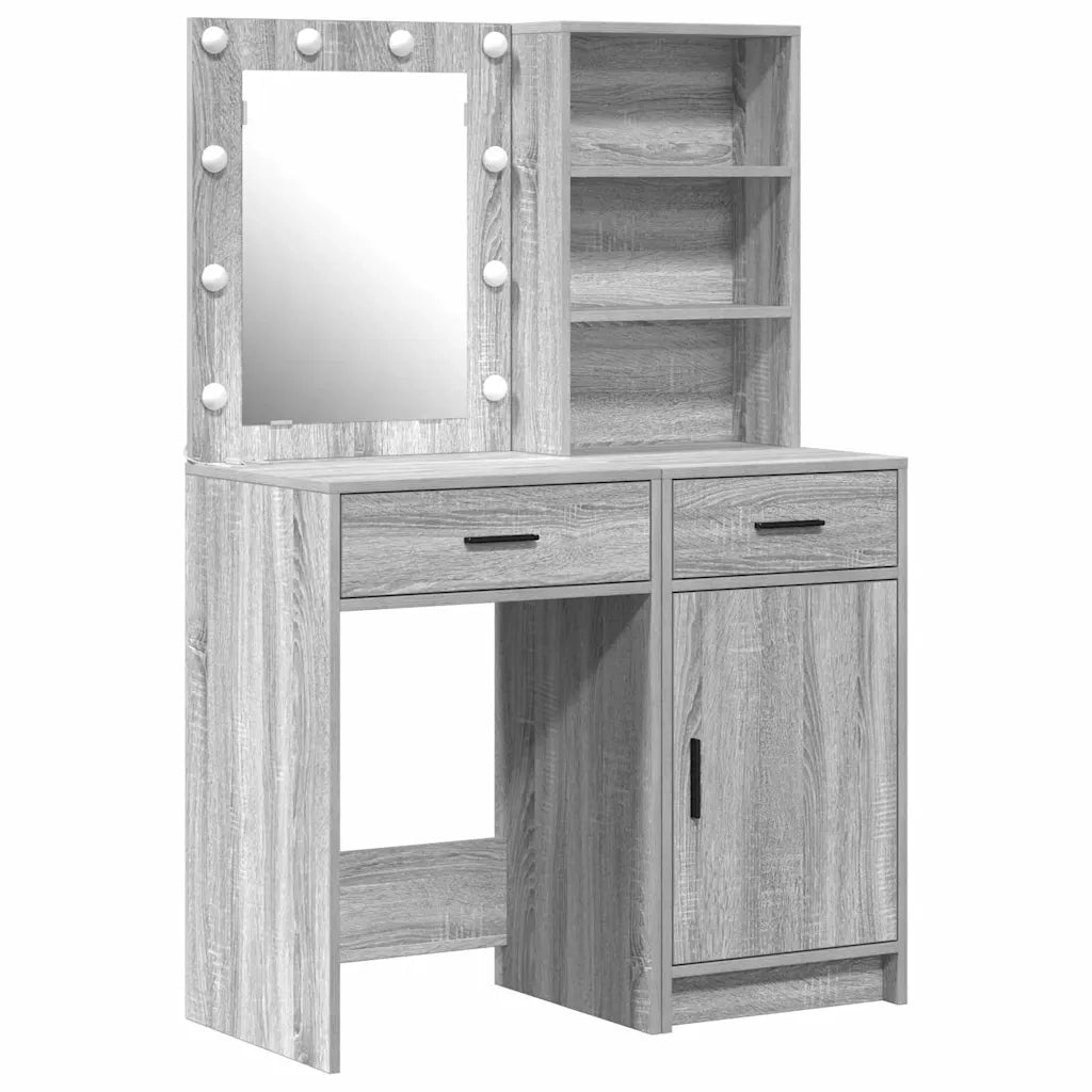 Set da tavolo da trucco con LED con porta 2 pcs Grigio Sonoma 3334277