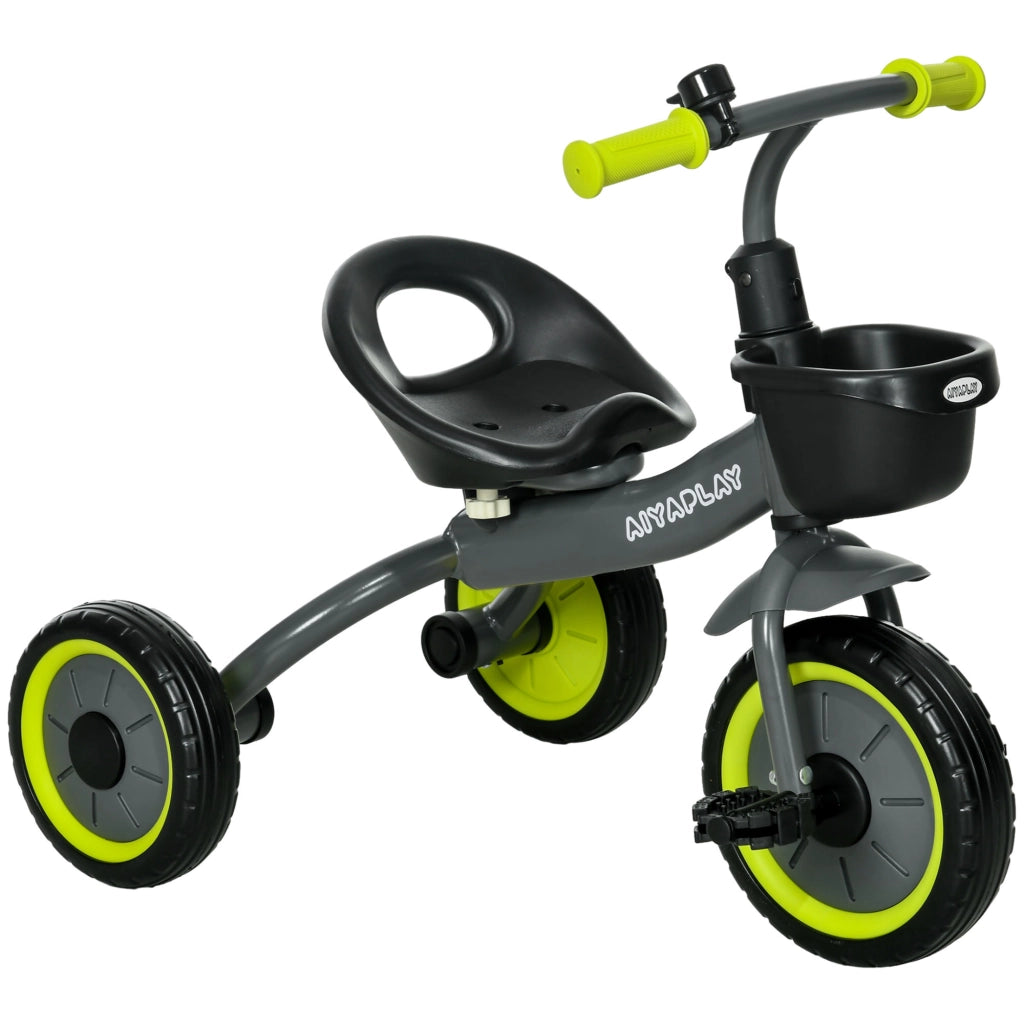 Triciclo Bambini con Seduta Regolabile e Campanello ¨C Minimal ¨C Nero, 70.5x50x58cm