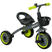 Triciclo Bambini con Seduta Regolabile e Campanello ¨C Minimal ¨C Nero, 70.5x50x58cm