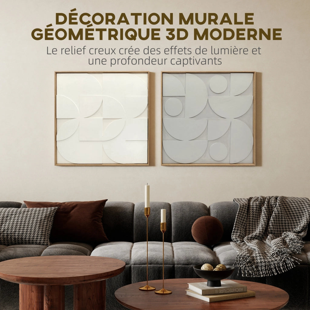 Quadro 3D in legno ¨C zephmum ¨C bianco 80x80 cm