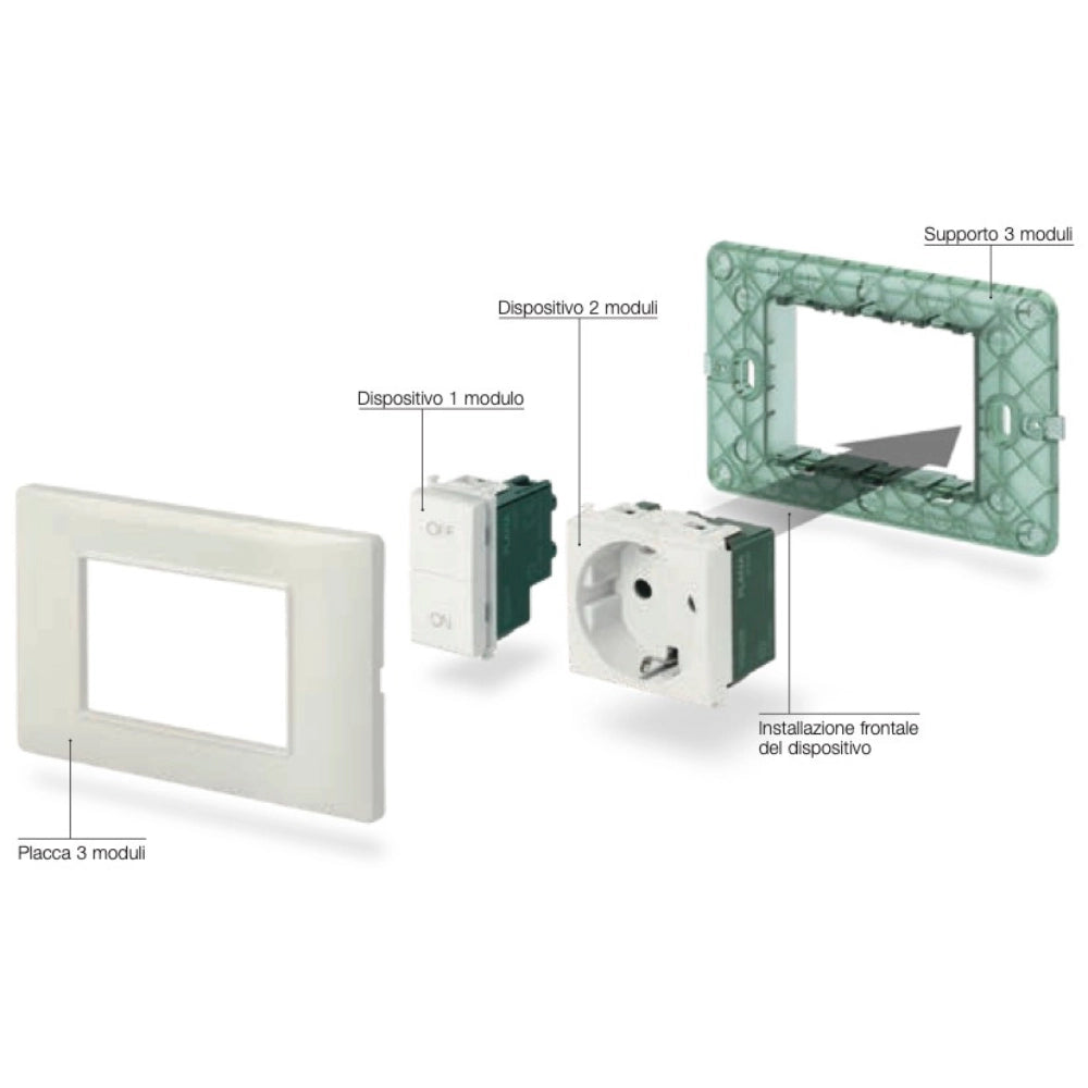 Vimar plana placca 3 posti pezzi 20 tecnopolimero bianco 14653.01