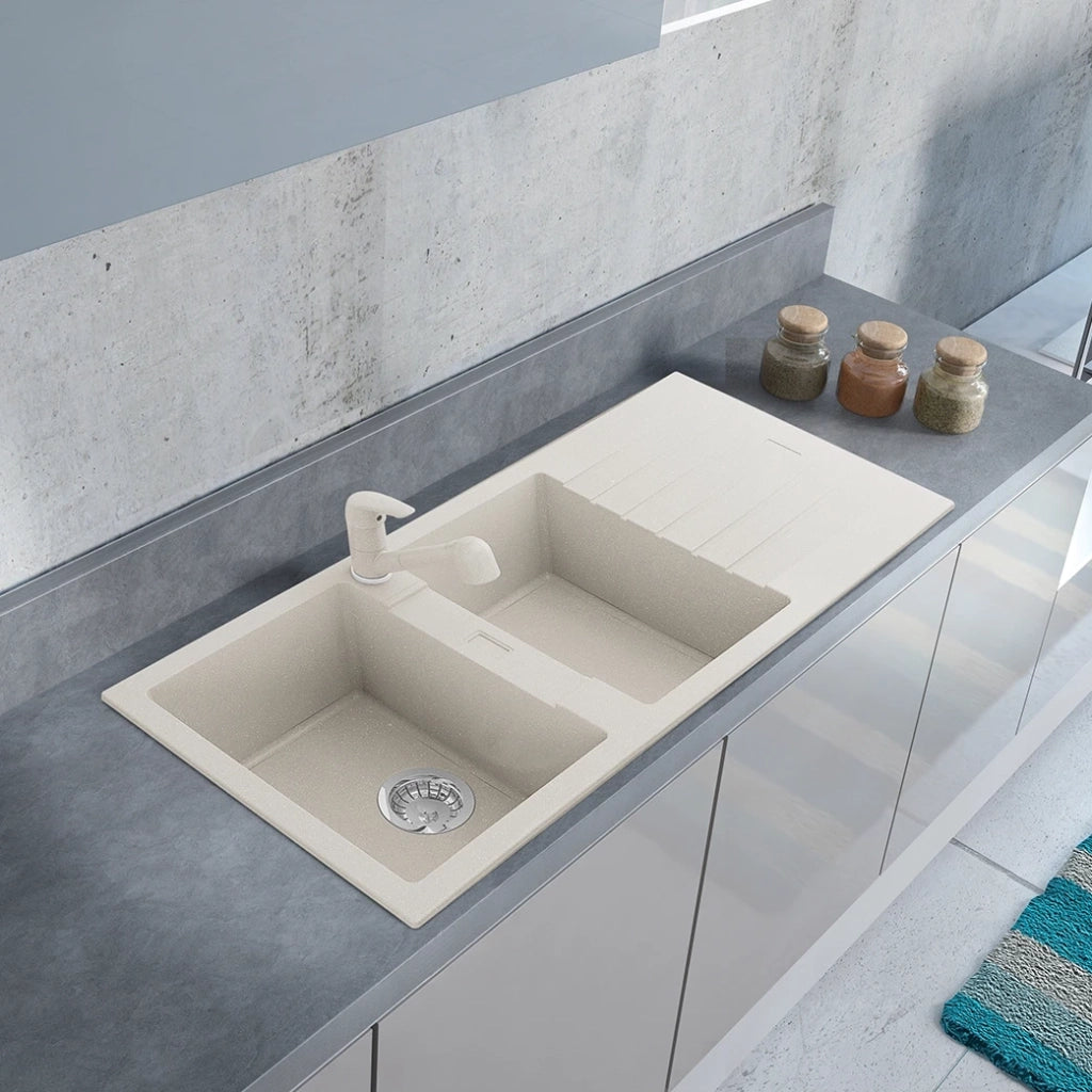 Lavello da incasso in materiale sintetico 2 vasche 116 cm – Avena