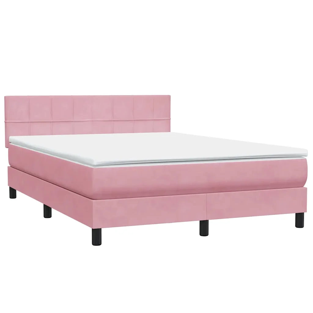Letto a Molle con Materasso e LED Rosa 140x210 cm in Velluto 3316886