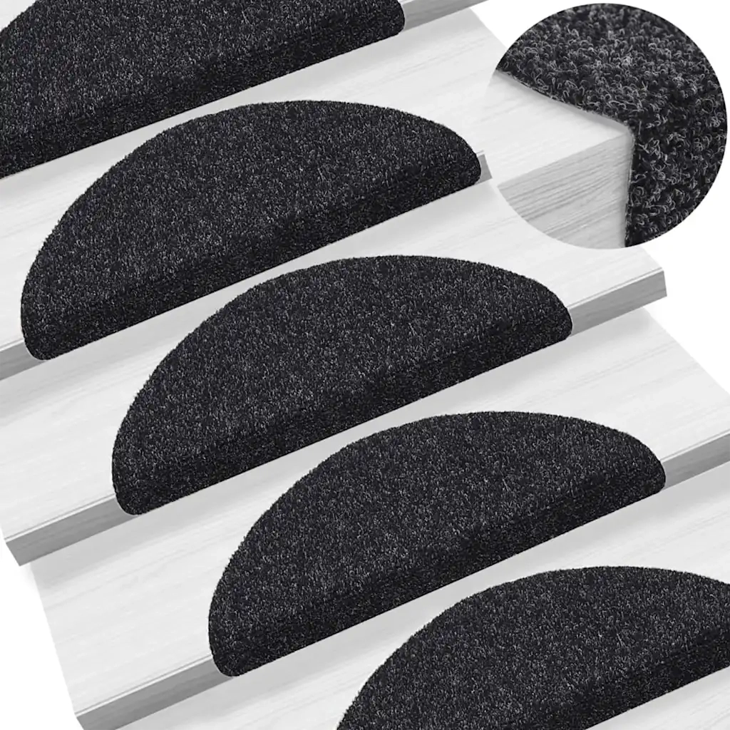 Tappetini per scale autoadesivi 20 pz 56x17x3 cm neri semicircolari 3365669