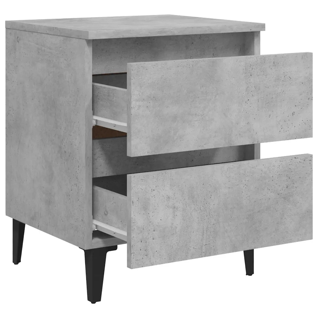 Comodino Grigio Cemento 40x35x50 cm in Legno Multistrato 805877