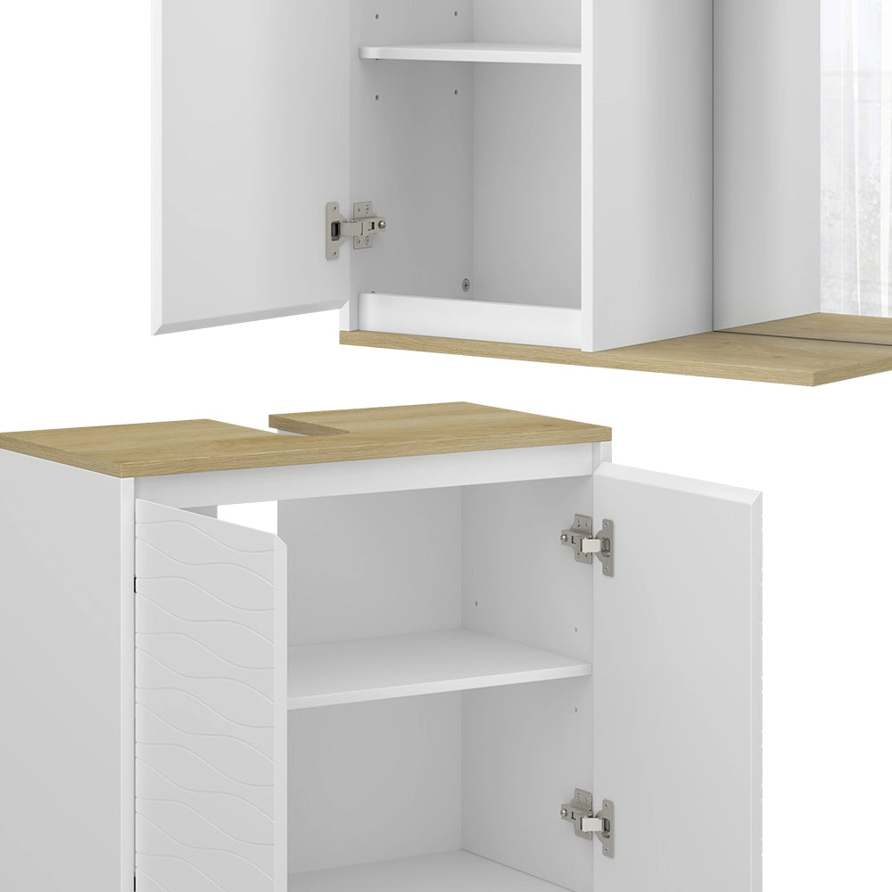 Vicco Set di mobili da bagno Bianco/quercia 2 parti