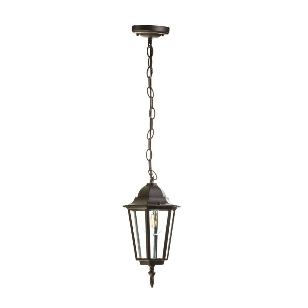 Lampada sospesa esterno nera catena E27 IP54 Kobi