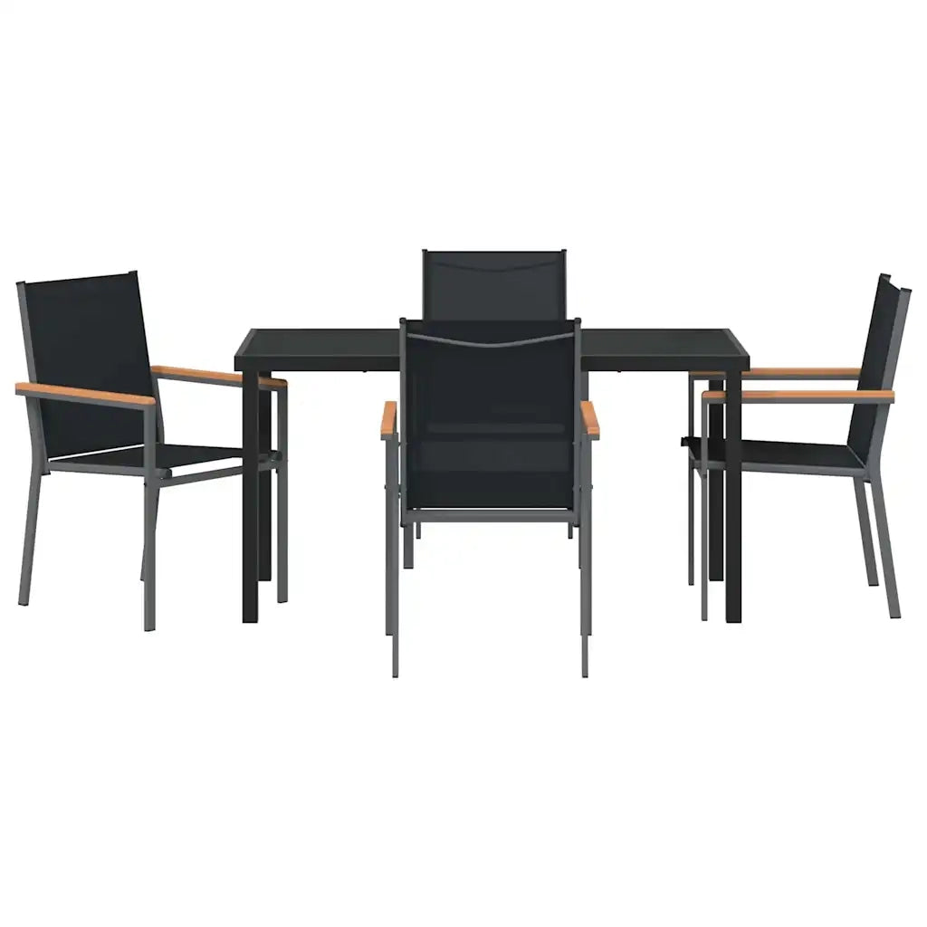 Set da Pranzo per Giardino 5 pcs Nero 3379088