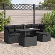 Set Divano da Giardino 6 pz con Cuscini Nero in Polyrattan 3327765