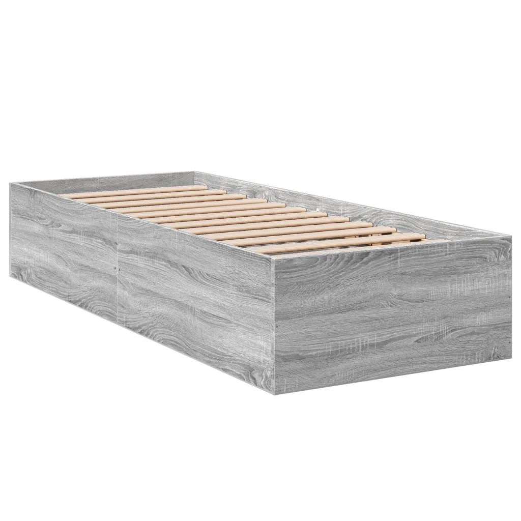 Letto singolo | Letto per adulti | Giroletto Grigio Sonoma 100x200 cm in Legno Multistrato