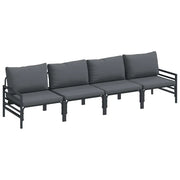 Set Divano da Giardino con cuscino 4 pz | Set Salotto da Giardino Nero Acciaio