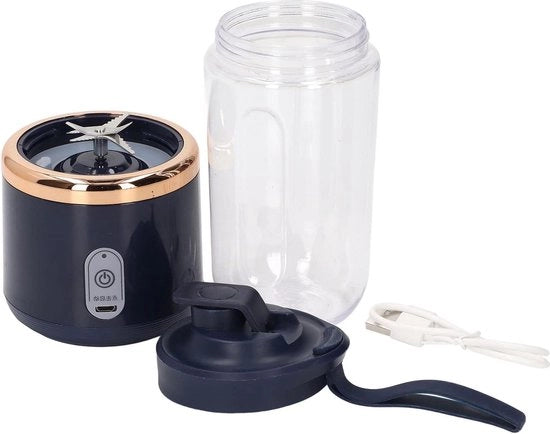 Mini-mixer portatile 300 ml per smoothie di frutta con coperchio blu con 6 lame
