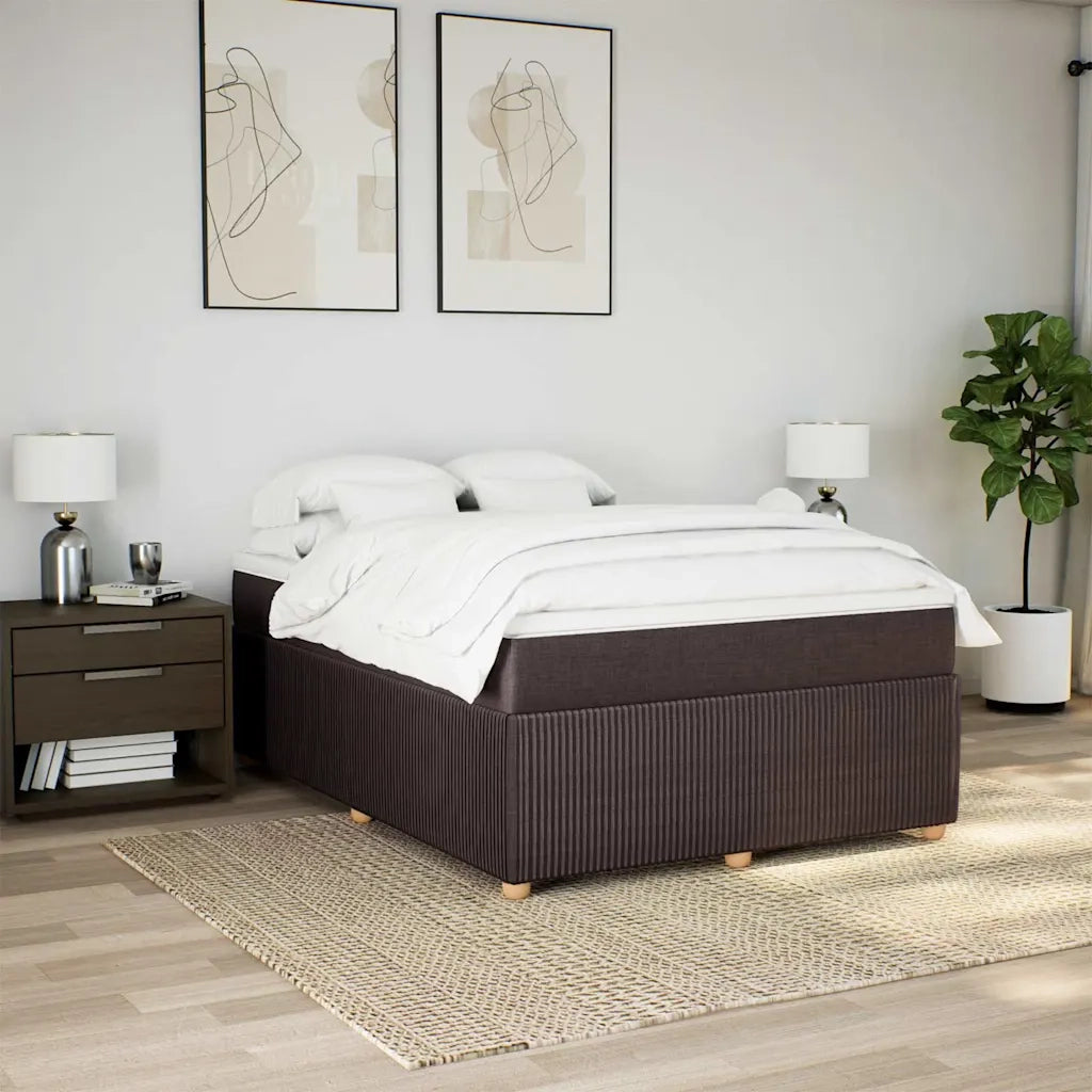 Giroletto a Molle con Materasso Marrone Scuro 140x190cm Tessuto