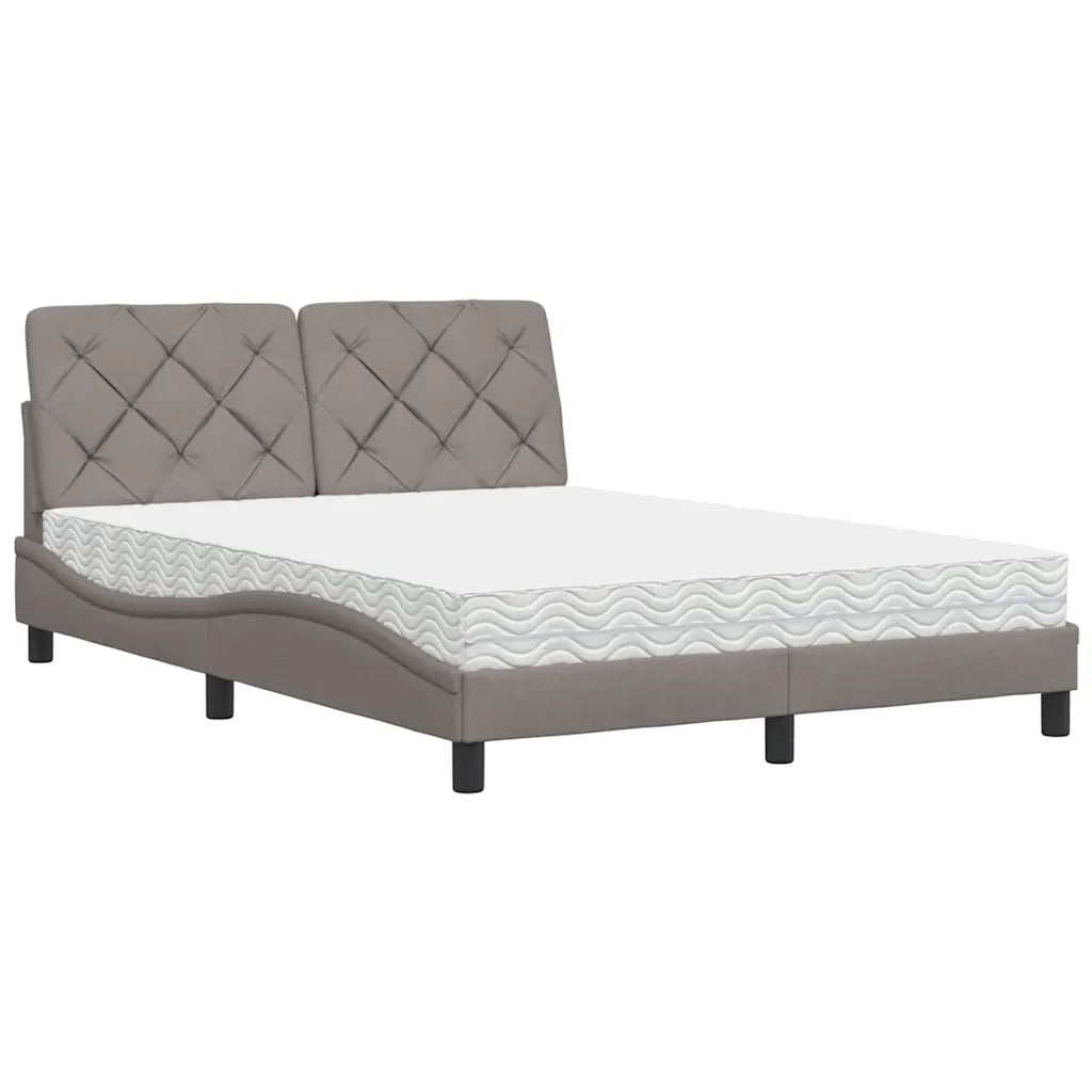 Letto con Materasso Tortora 140x190 cm in Tessuto