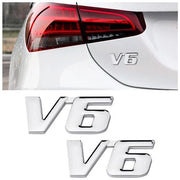 Emblema 3D Badge - Sticker Auto Metallico - Accessorio Auto Tuning - V6 - 2 Pezzi