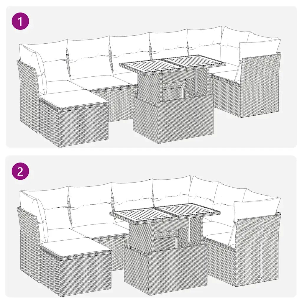 Set Divani da Giardino con Cuscini 8 pz Nero in Polyrattan 3326954