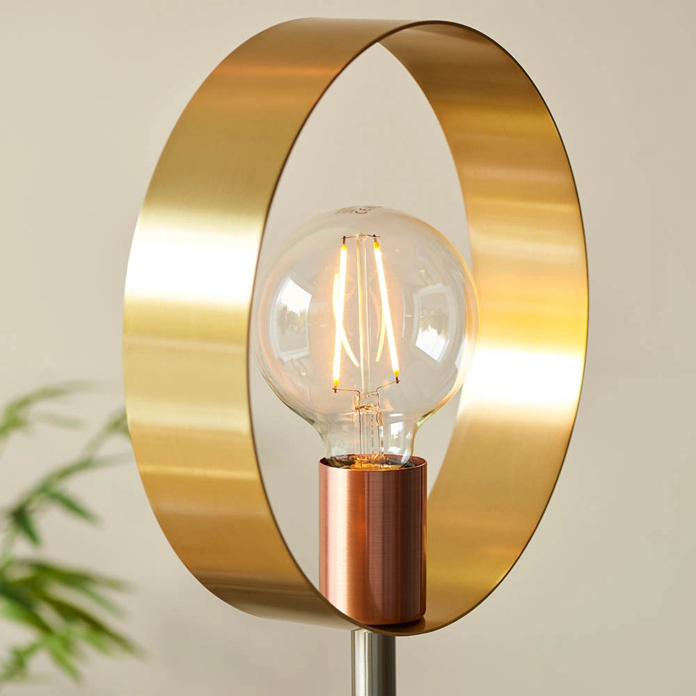 Lampada da terra industriale ottone HOOP Endon E27
