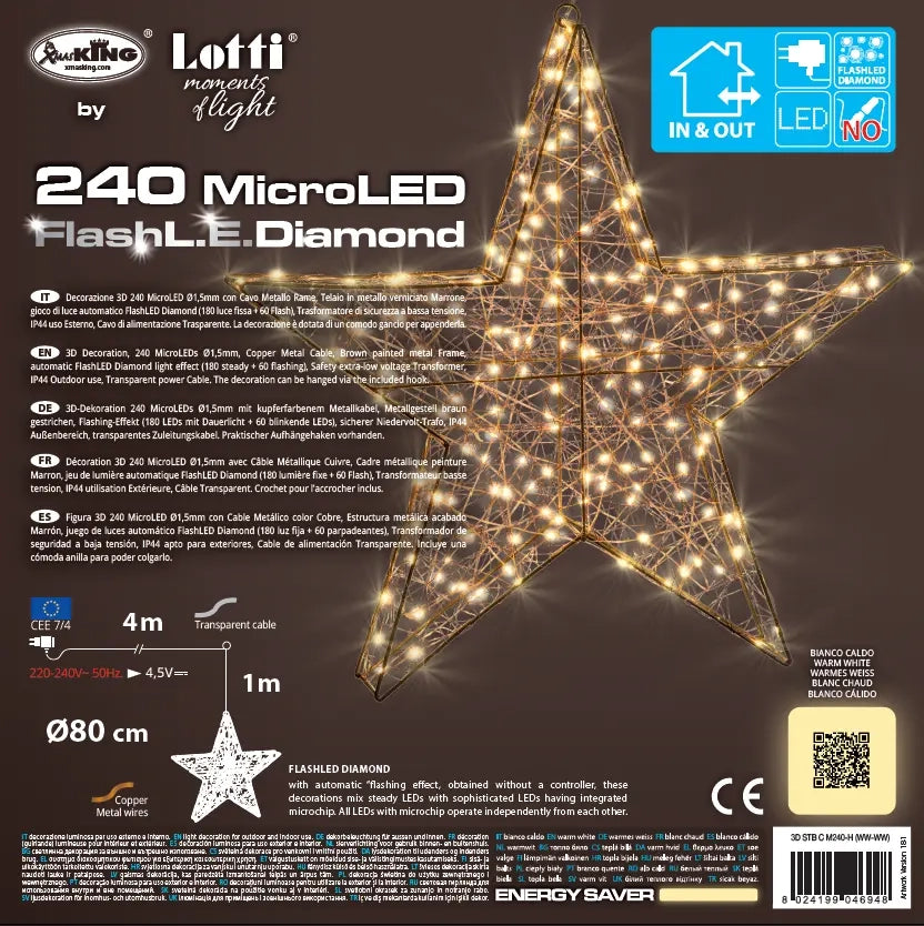 Stella 3D Copper 80 cm 240 MicroLED B Caldo FlashLED IP44