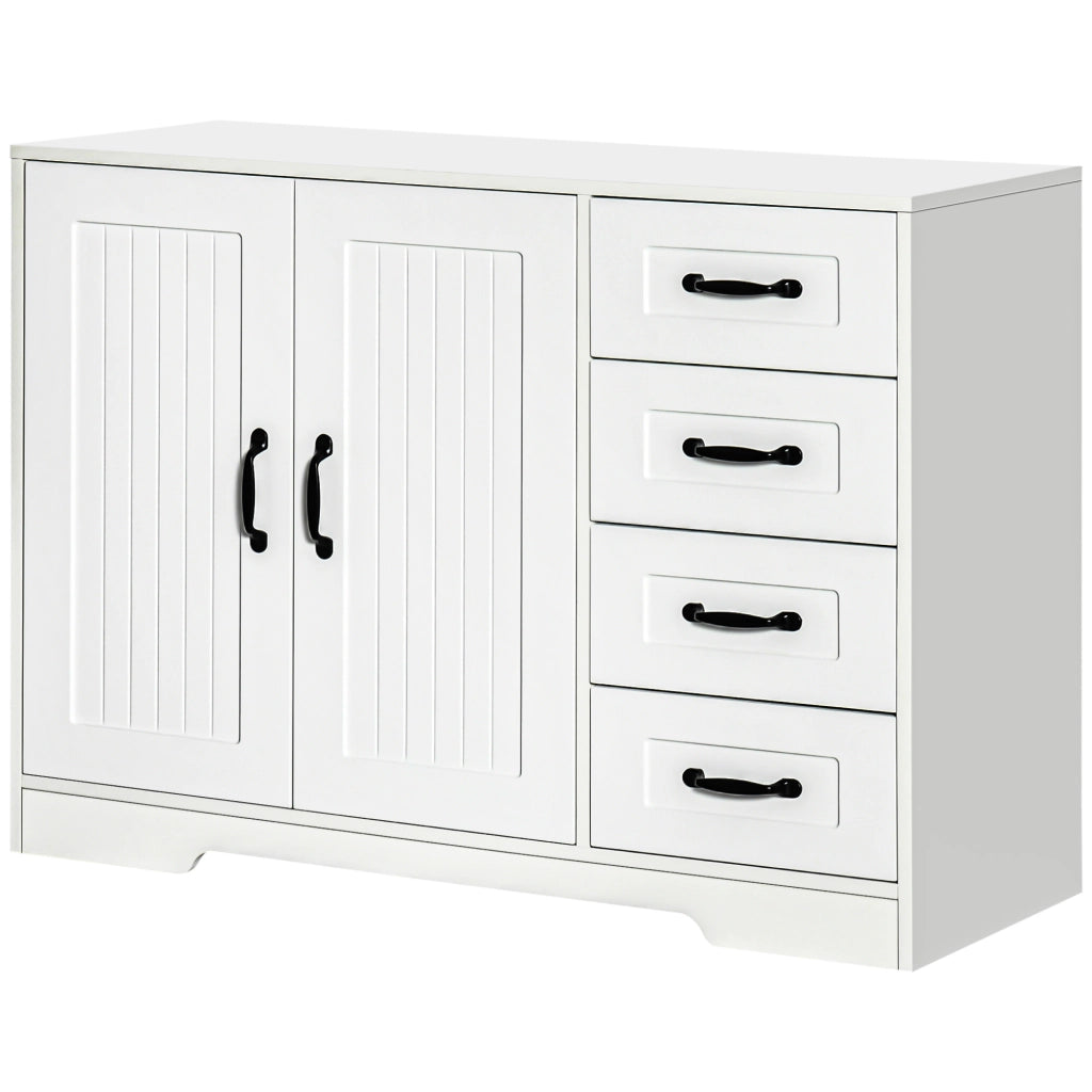 Cassettiera Moderna con 4 Cassetti e Anta ¨C Zephmum ¨C Bianco 105x40x76