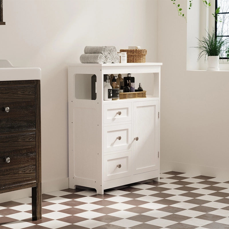 MOBILE DA BAGNO CON 3 CASSETTI – BIANCO, DA APPOGGIO, STILE LOFT