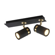 Faretto soffitto doppio nero-oro orientabile 2xGU10