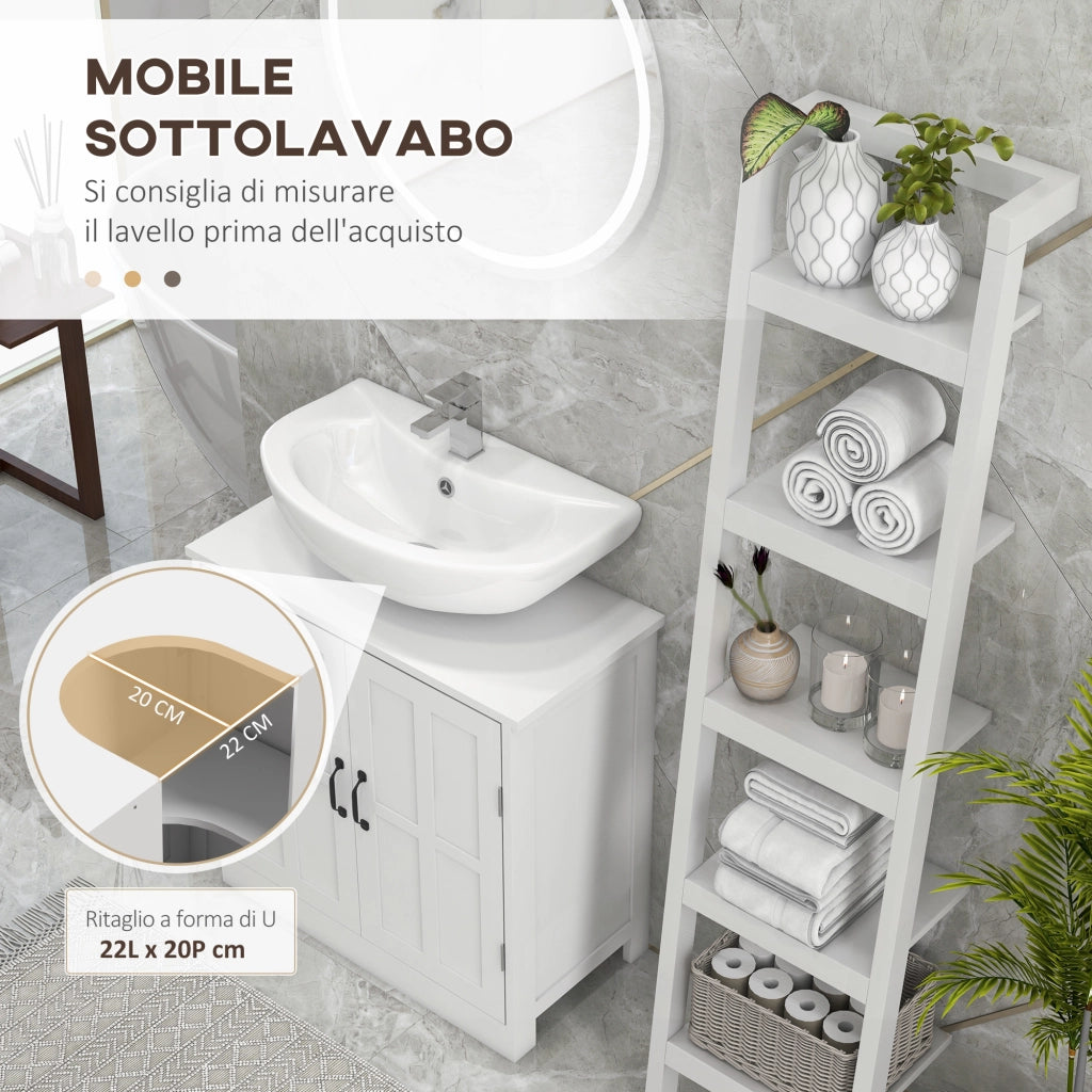 Mobile Sottolavabo con 2 Ante e Scaffale Regolabile ¨C Minimal ¨C Bianco