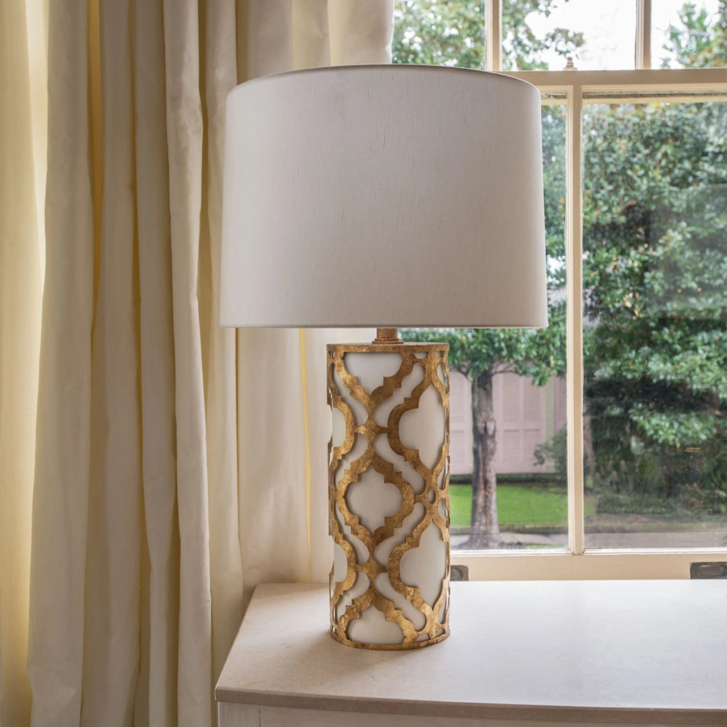 Lampada da tavolo Hampton bianco/oro Arabella E27 60W
