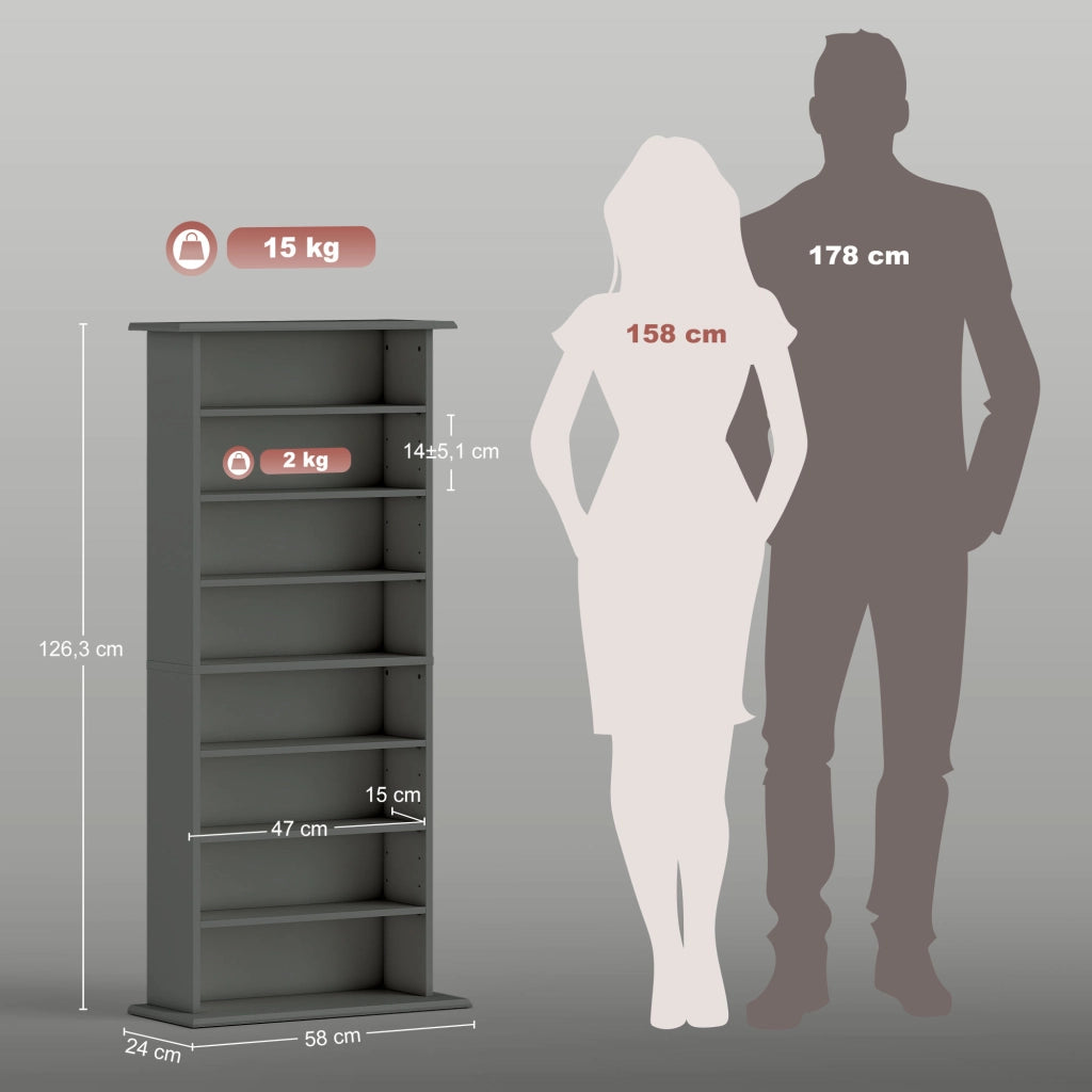 Libreria per CD DVD ¨C Xylo ¨C 8 scomparti 6 ripiani regolabili grigio