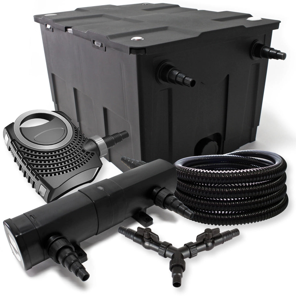 Set Filtro 60.000l Chiarificatore laghetto 18W Pompa NEO8000 70W Tubo 25m