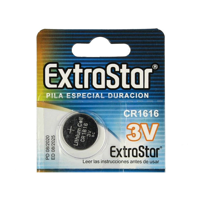 Pila Batteria A Bottone Extrastar CR1616 3V Confezione Da 5 Pile
