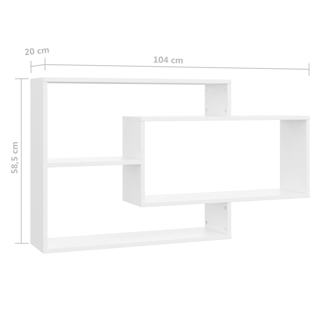 Mensole a Muro Bianche 104x20x58,5 cm in Legno Multistrato 800324