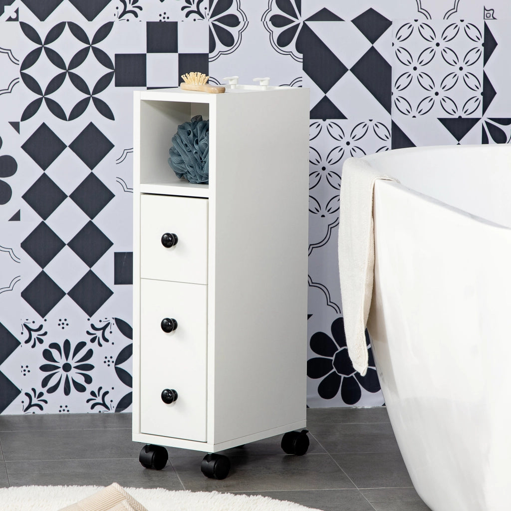 Mobiletto Bagno con Ruote ¨C Minimal ¨C Bianco 18x30x68,5 cm