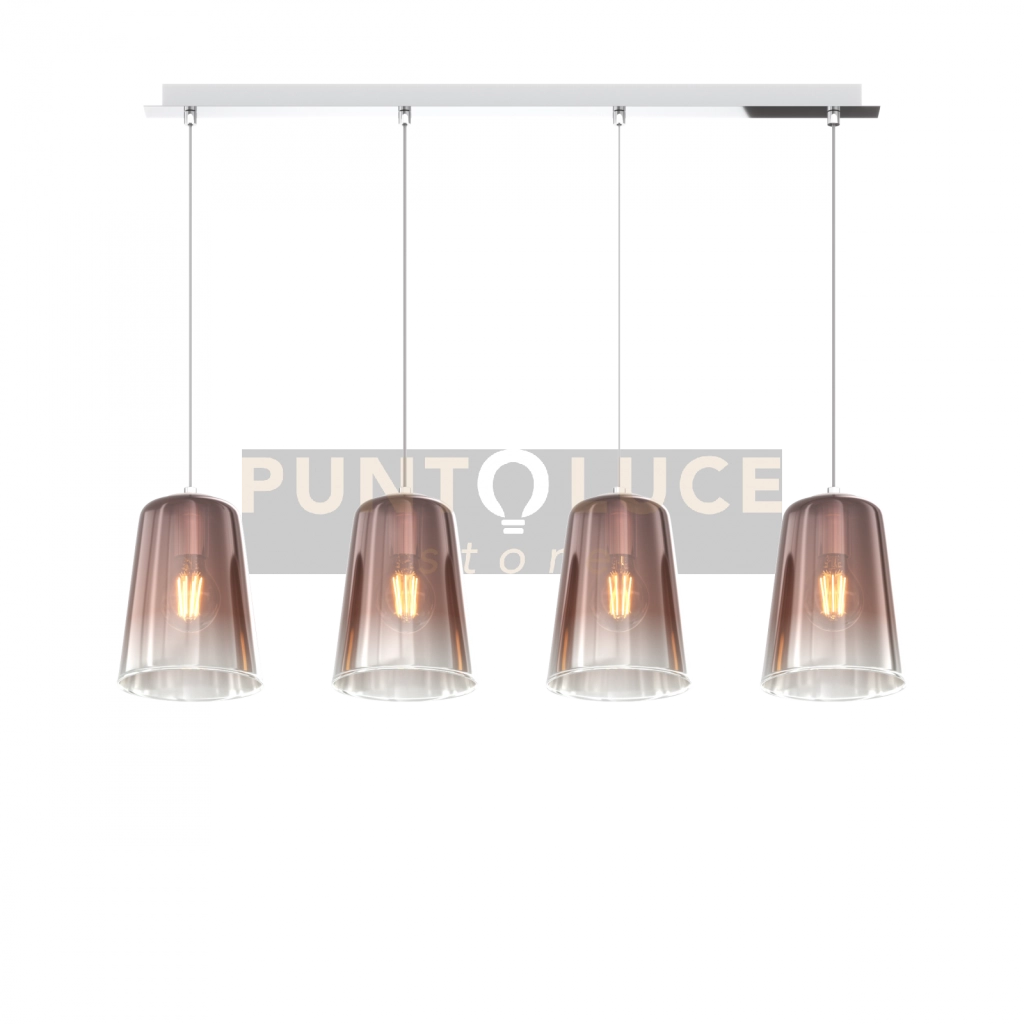 SOSPENSIONE CROMO RETTANGOLARE 4 LUCI RAME 1164CR-S4 R-RA