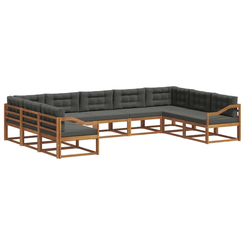 Set di divani da esterno con cuscino 9 pcs Naturale e Antracite 3368185