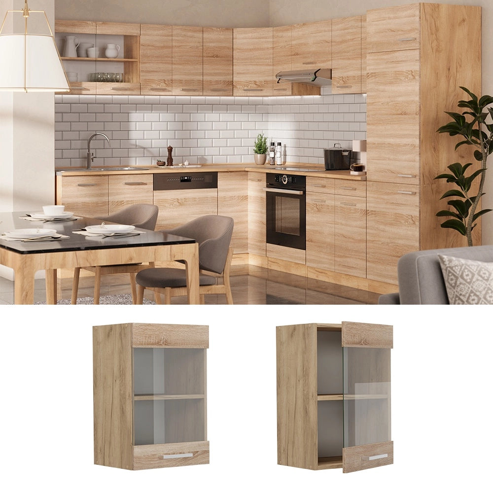 Mobile da cucina in vetro R-Line Sonoma/Rovere dorato 40 cm Vicco