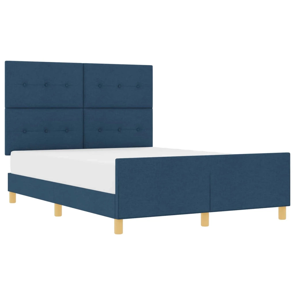 Letto matrimoniale | Letto per adulti | Struttura del letto con testiera Blu 140 x 200 cm Tessuto