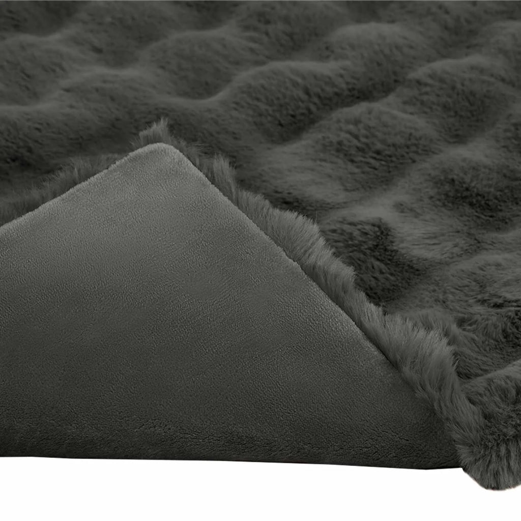 Coperta antiscivolo in sintetica di coniglio Olite Grigio Scuro
