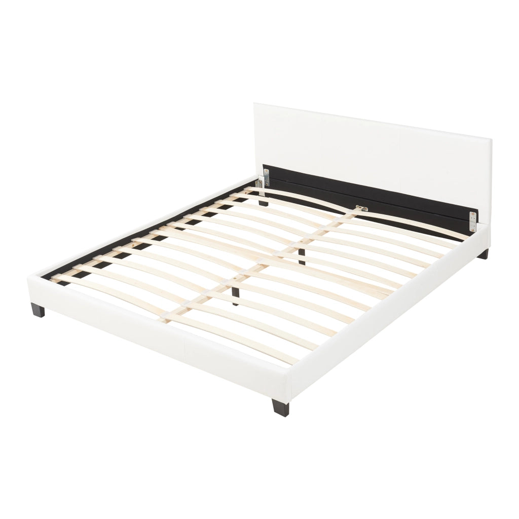 Letto Matrimoniale a Testiera Alta Letto a 2 Piazze 160x200 cm Rivestimento in Similpelle Bianco Corium