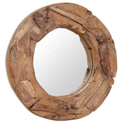 Specchio Decorativo in Legno di Teak 60 cm Rotondo 244560
