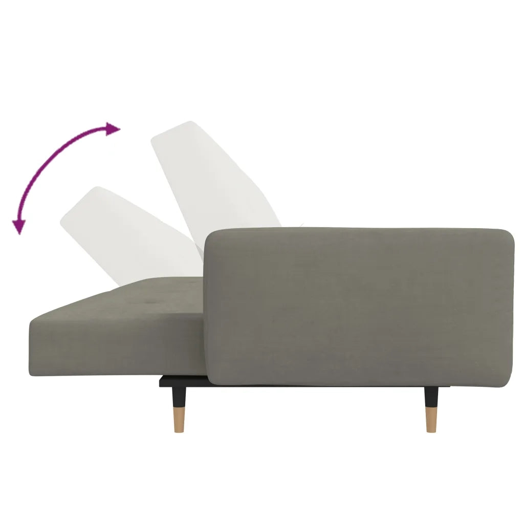 Divano letto | Sof¨¤ letto | Letto singolo a 2 Posti con 2 Cuscini Grigio Chiaro in Velluto