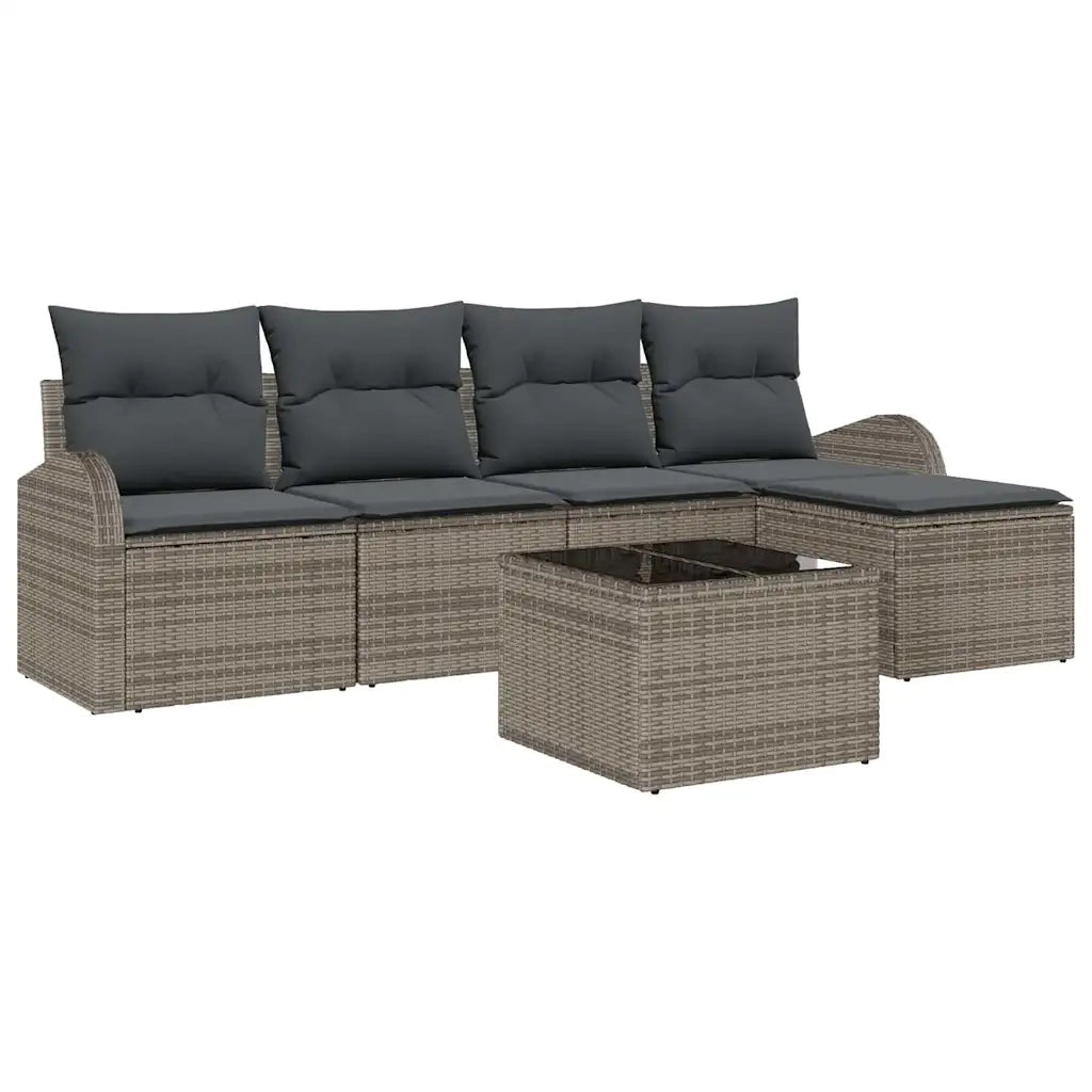 Set Divano da Giardino 6 pcs Grigio polyrattan 3346009