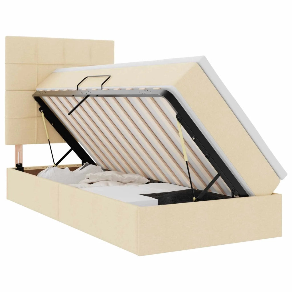 Letto con contenitore e LED Crema 90 x 200 cm Poliestere 3372394