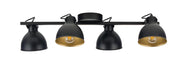 Plafoniera loft nero-oro orientabile 4 luci E27 Mars