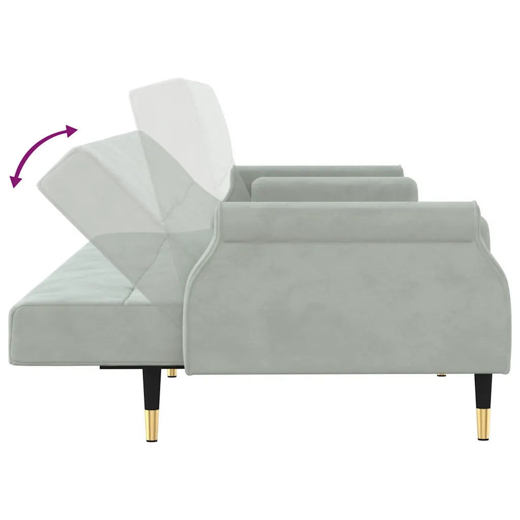 Divano letto | Sof¨¤ letto | Letto singolo con Cuscini Grigio Chiaro in Velluto